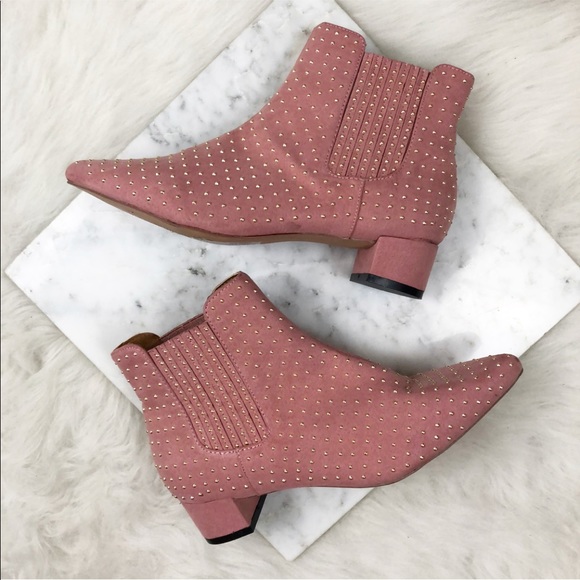 Topshop Shoes - TopShop Blush Pink Gold Studded Ankle Boots